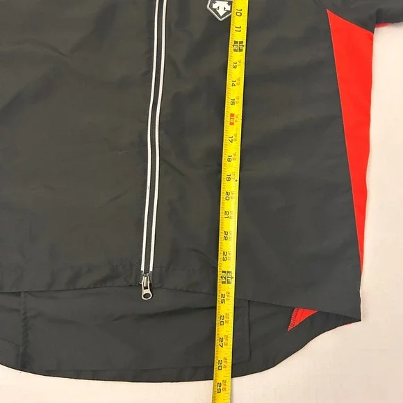Descente Men's Large Cycling Jacket Black Red Lightweight Windbreaker Full Zip - Picture 8 of 8